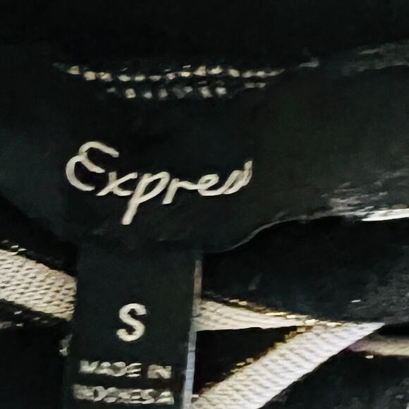 Express Black Metallic Crest Logo Turtleneck Long Sleeve Top S Y2K - Picture 8 of 10